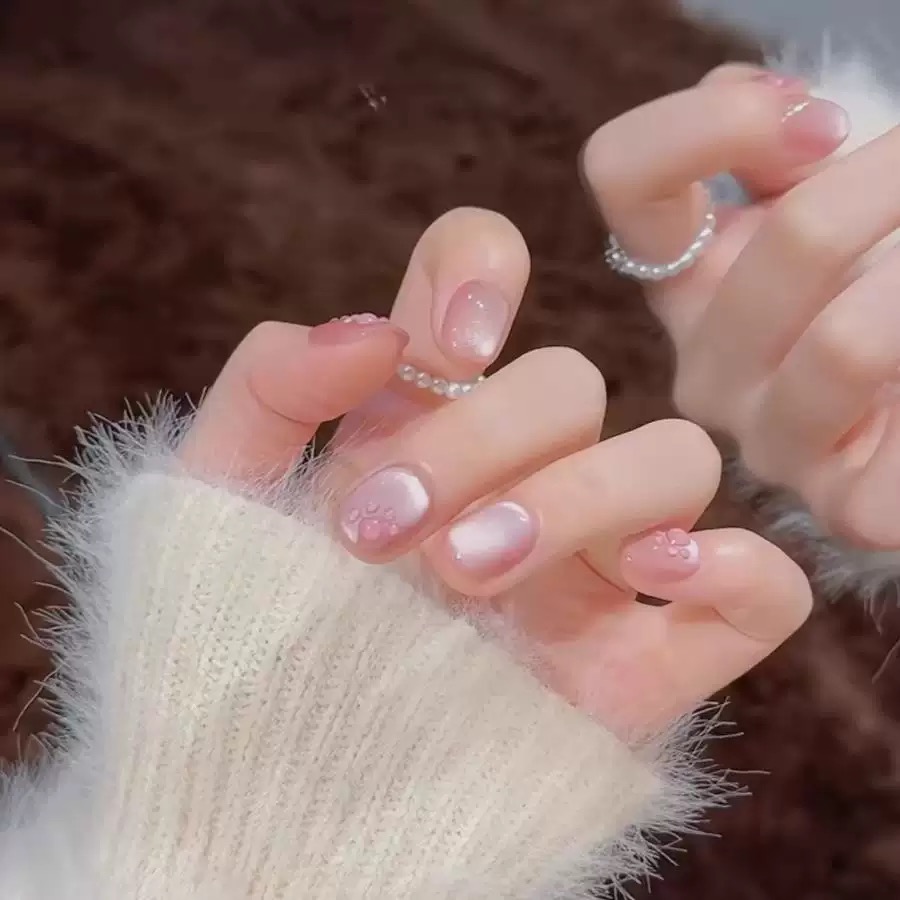 【粉粉猫爪】奶萌猫爪手工穿戴甲粉嫩甜美显摆美甲贴片