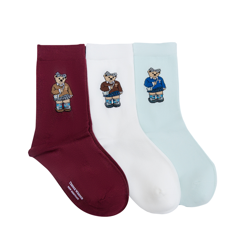 Teenie Weenie小熊俏皮专属纯色定制2024秋冬新款中筒袜
