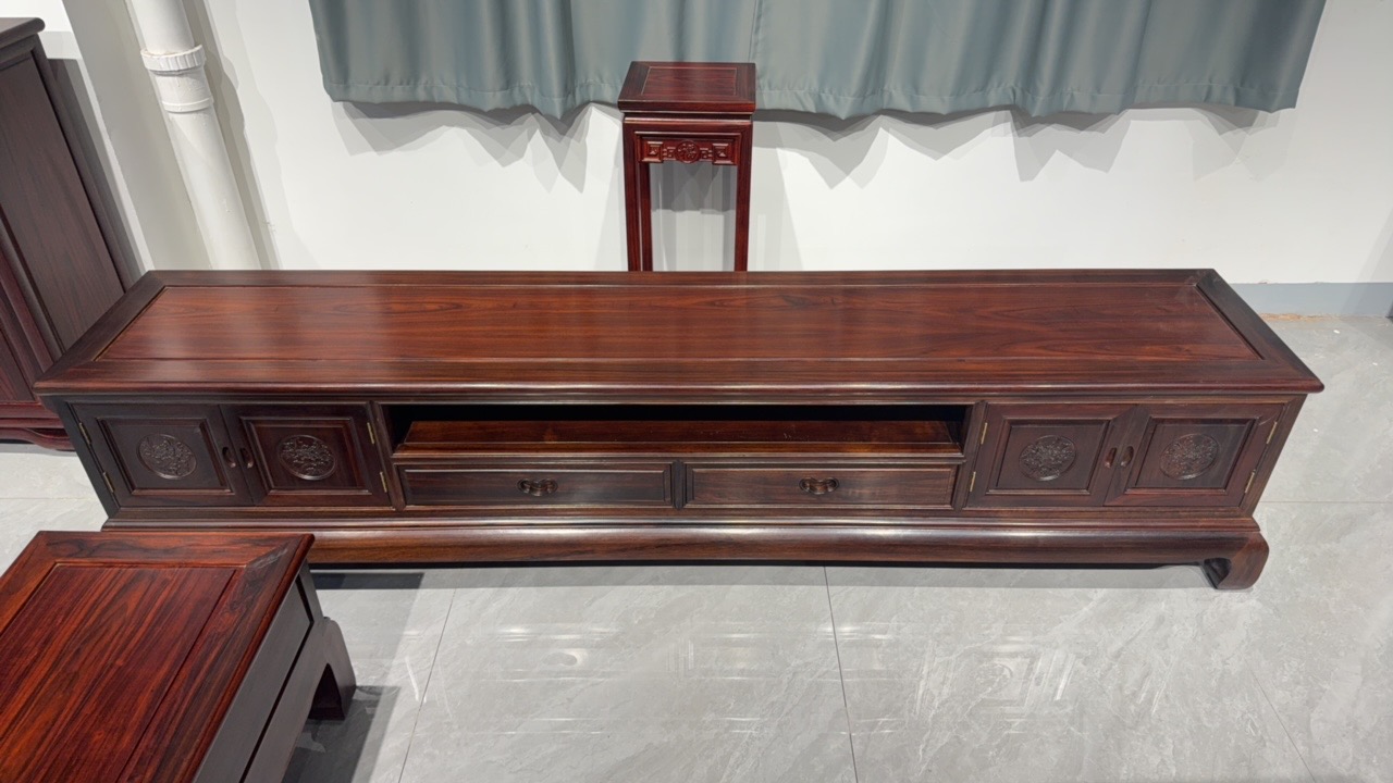 红木黑酸枝新中式电视柜边柜古典风