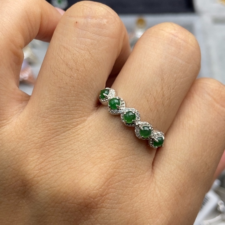 翡翠戒指银S925镶嵌戒指