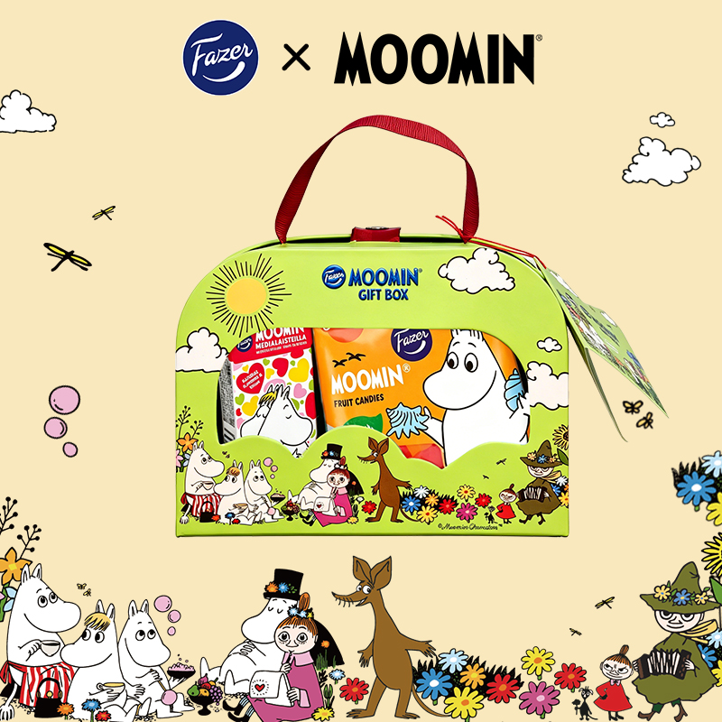 芬兰进口MOOMIN 姆明混合水果味软糖手提箱儿童送礼休闲零食200g