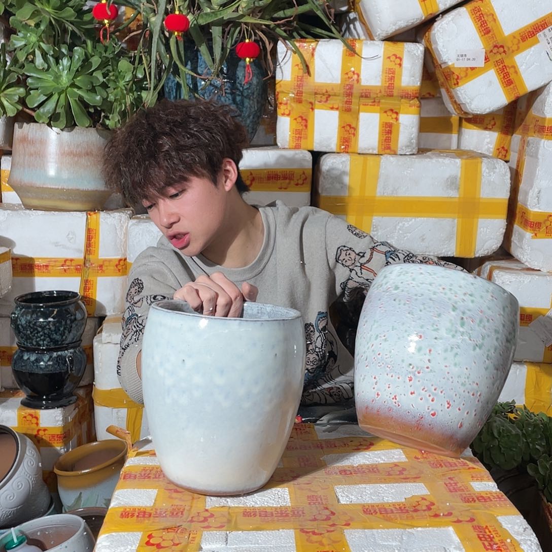 无铅玻璃宜兴紫砂花盆