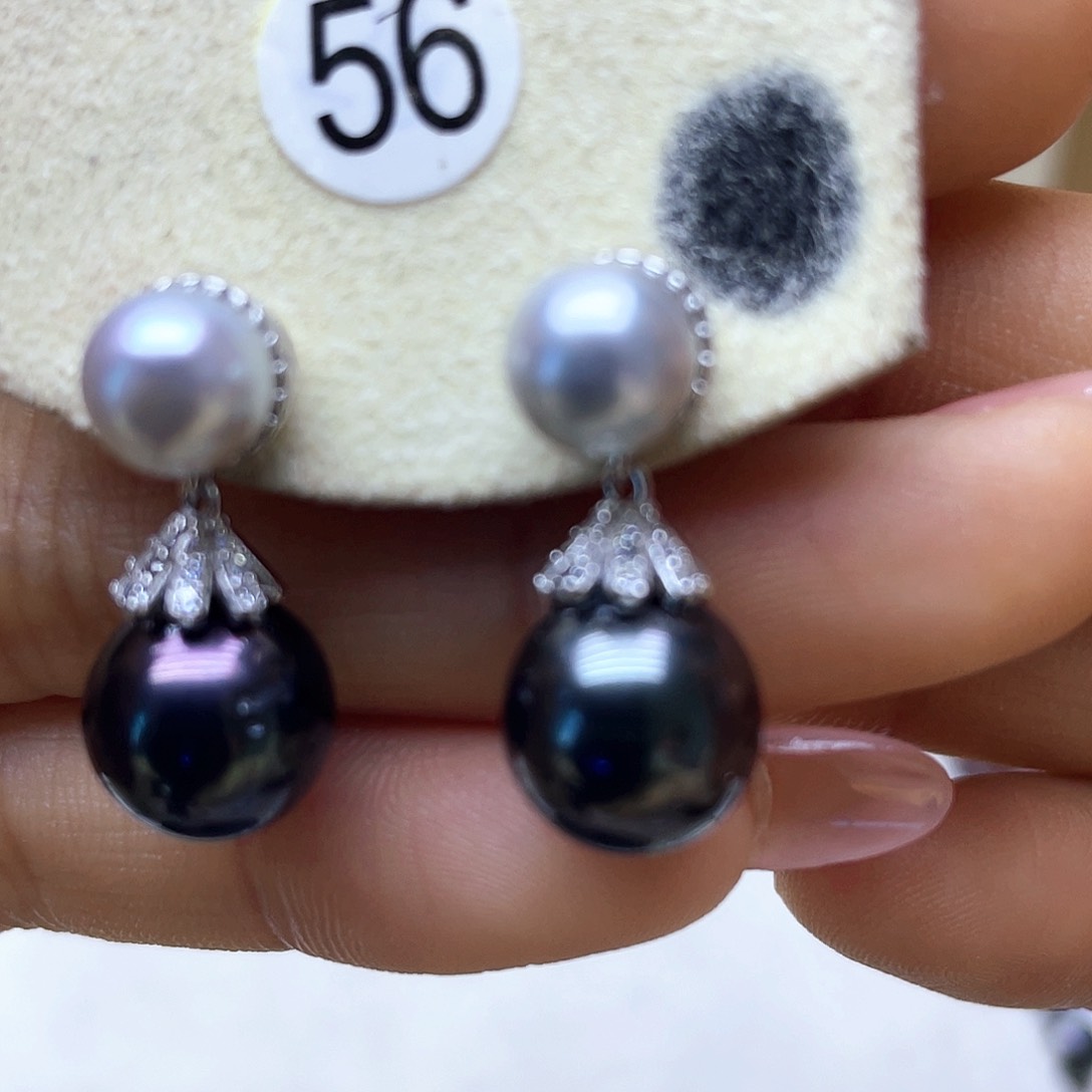 海水珍珠耳饰银S925镶嵌