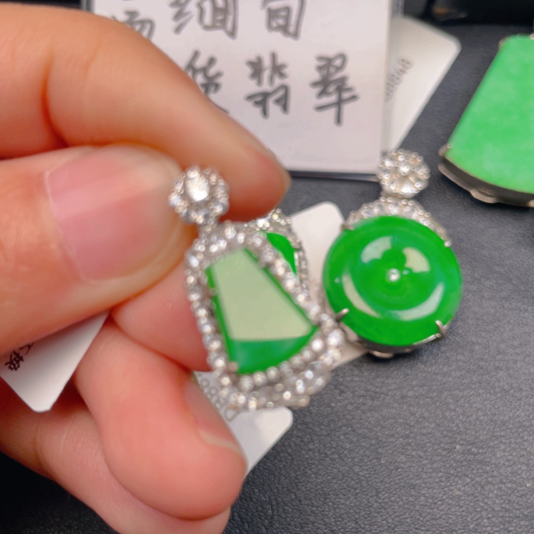 翡翠银S925镶嵌吊坠(不含链)