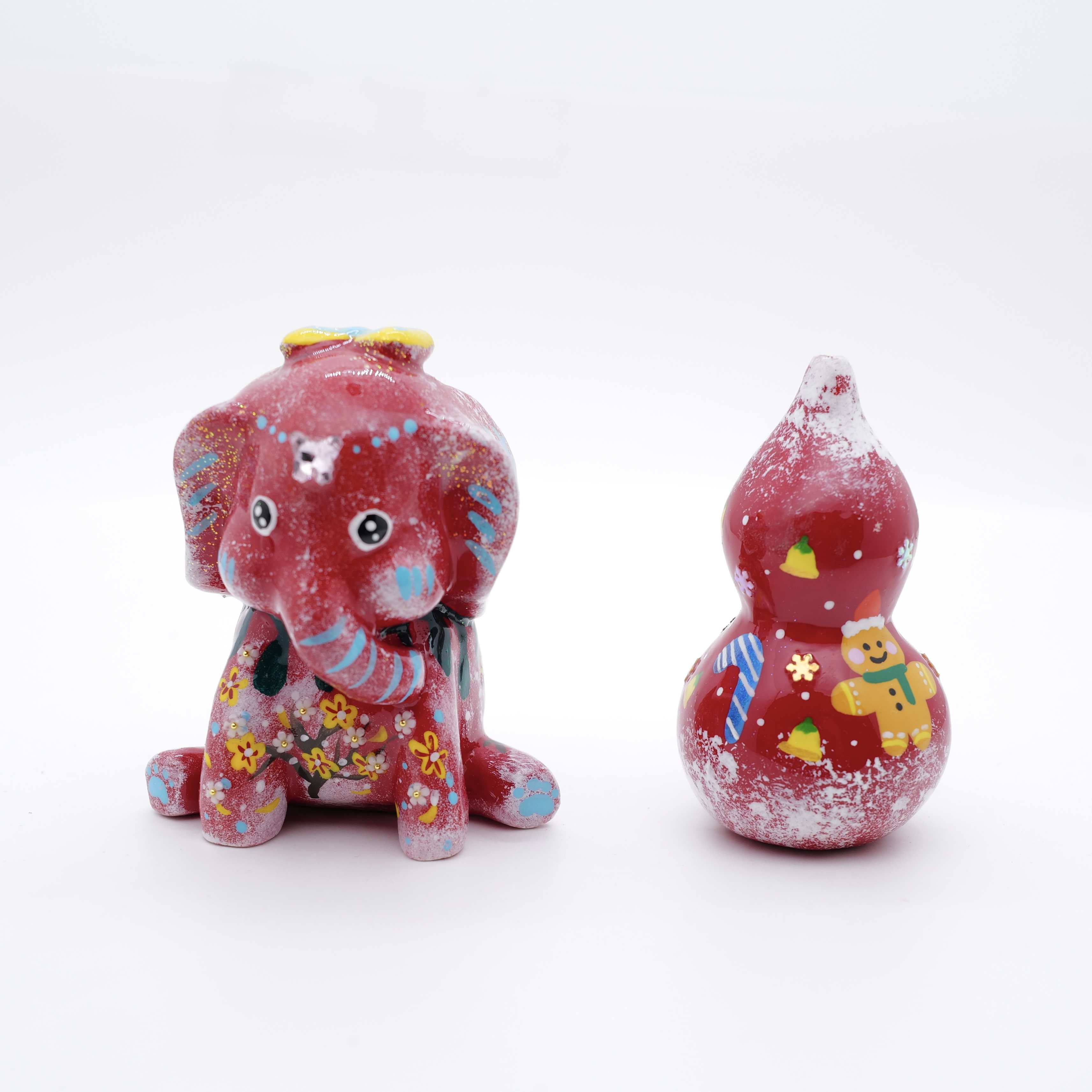 王甜心《大象和葫芦》圣诞系列艺术石膏摆件作品，手工绘制，仅一件