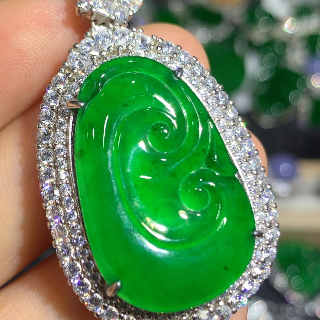 翡翠颈饰银S925镶嵌9、