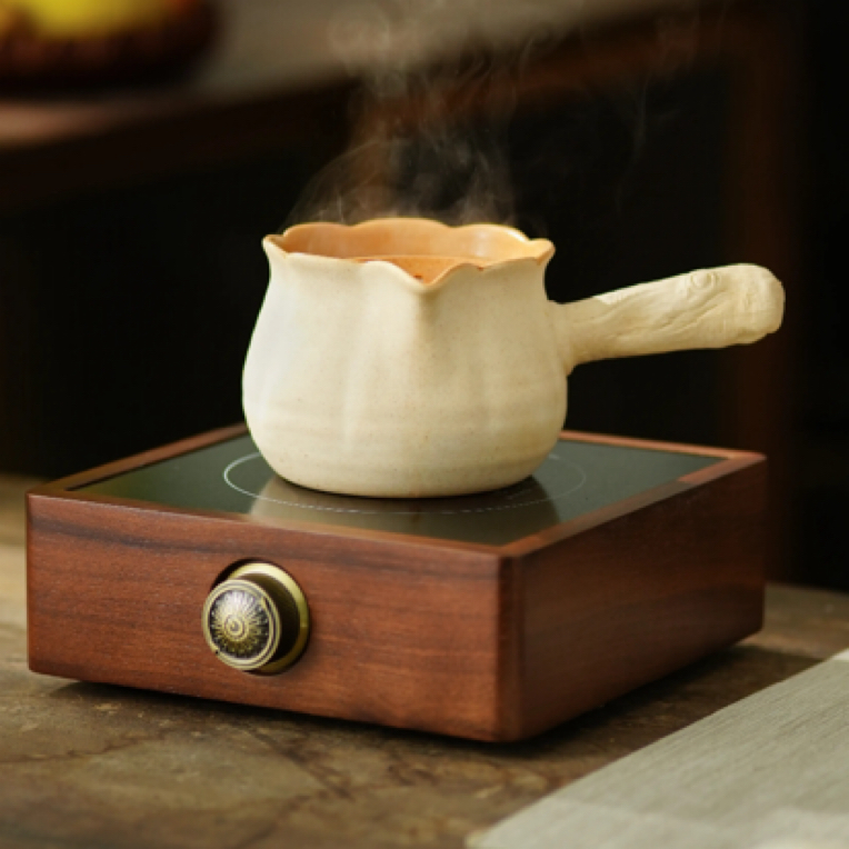 简造胡桃木小雅炉侘寂风简约电陶炉家用智能煮茶炉
