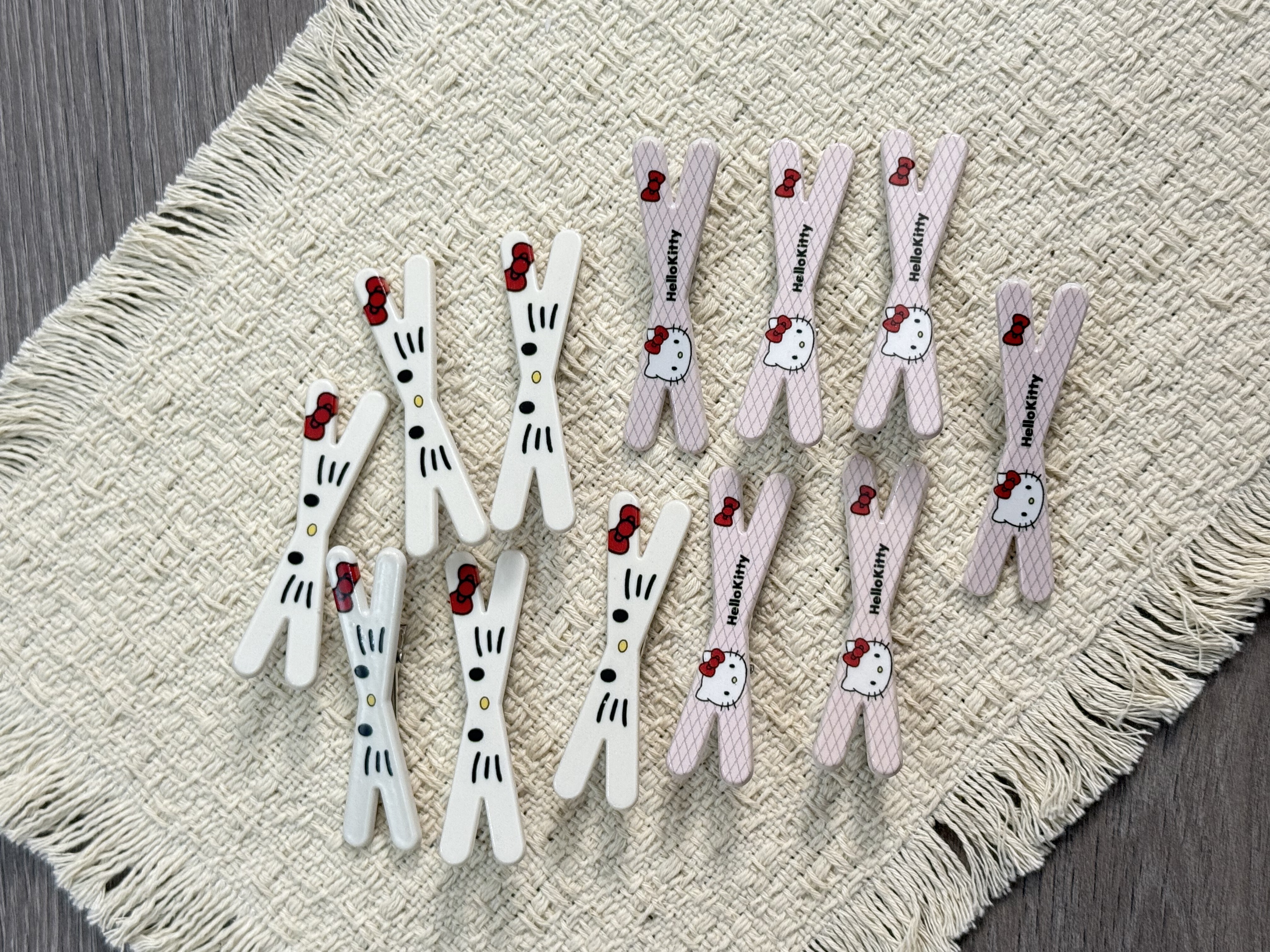 可爱ins交叉发夹网红白色甜美百搭儿童纯手工发卡hellokitty发夹