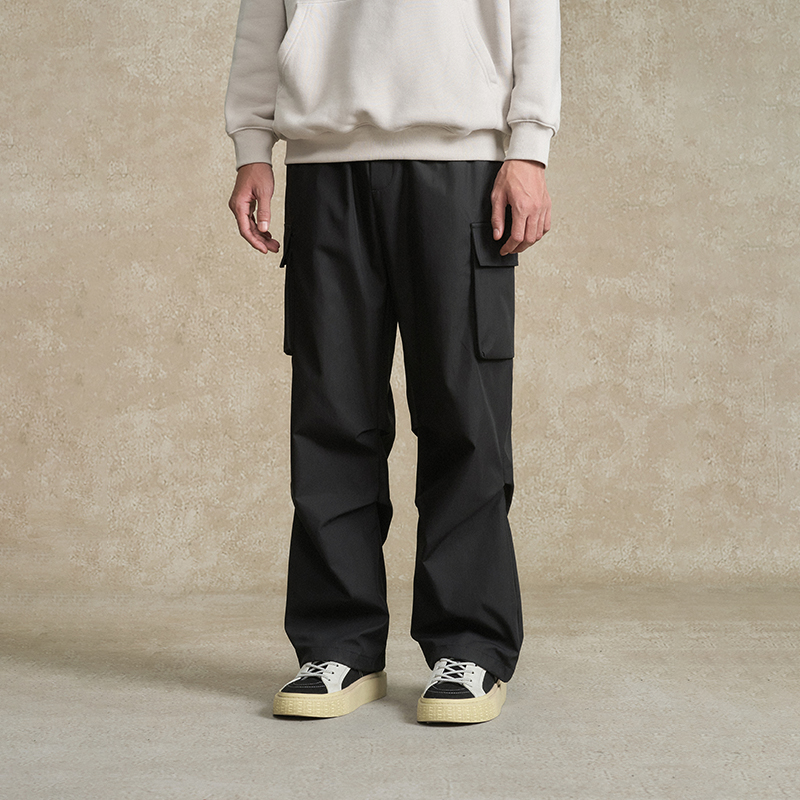 BONELESS休闲立体口袋伞兵长裤双褶抽绳宽松直筒裤百搭设计感长裤