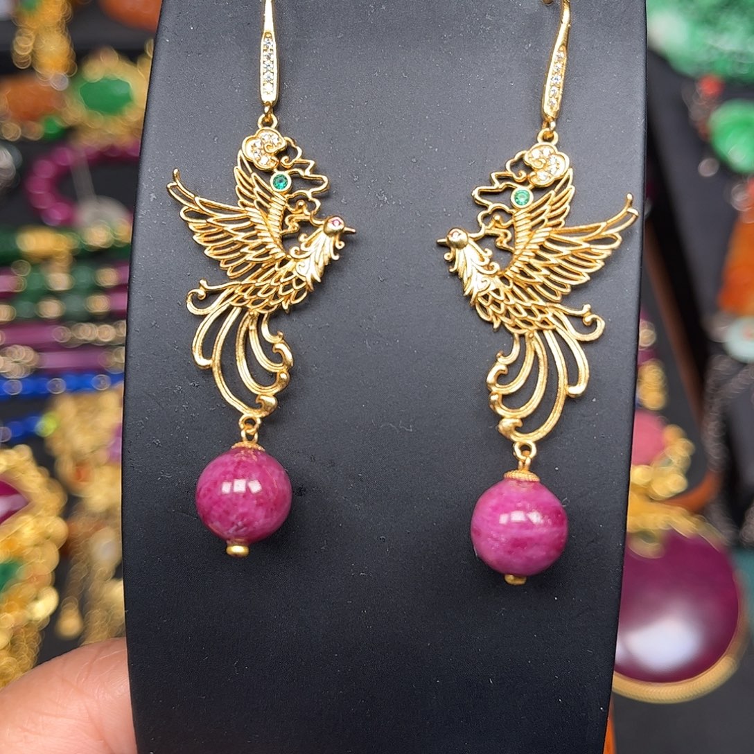 红宝石耳饰未镶嵌双十二直降价不议