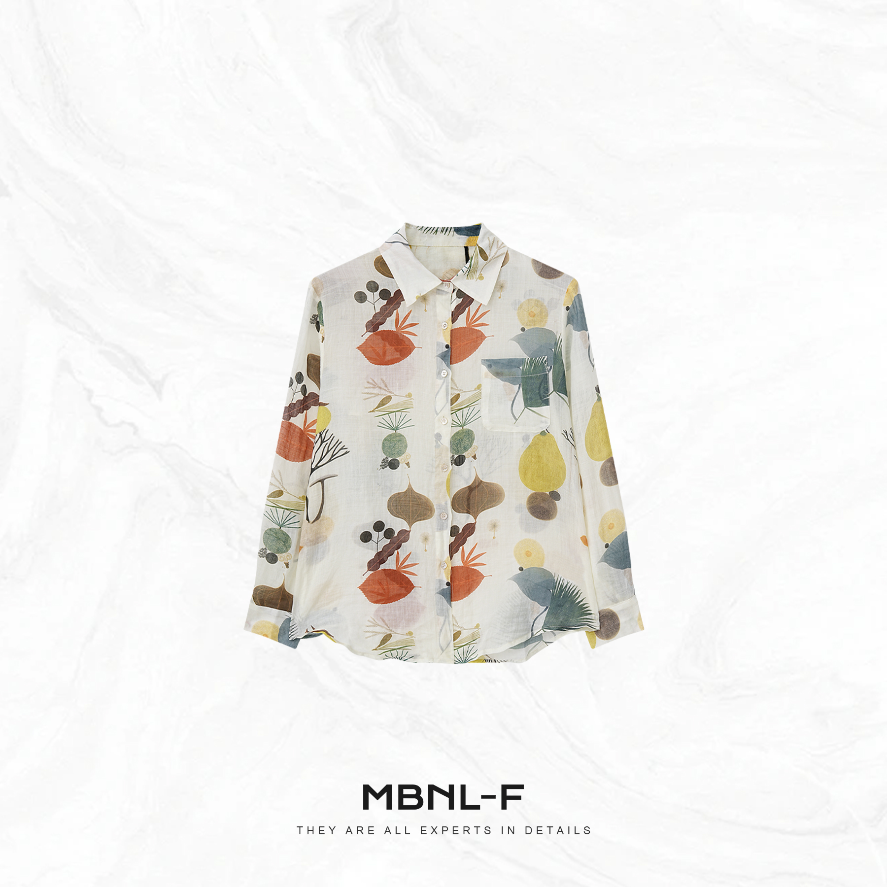 MBNL-F/秦磊女装 "氛围暖春" 自然植物染印花苎麻衬衣XM-XSY3052