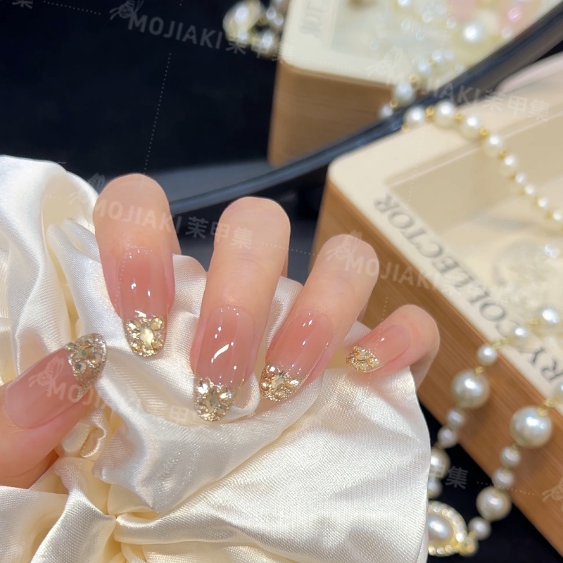 【琉璃冰茶】法式镶钻高级感设计日常显白 纯手工美甲