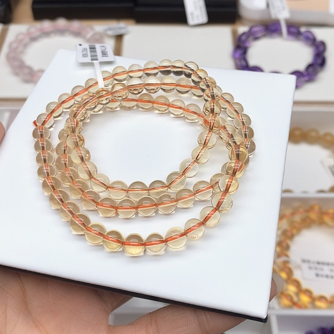 水晶手链未镶嵌枝*鹂巴西黄水晶多圈6