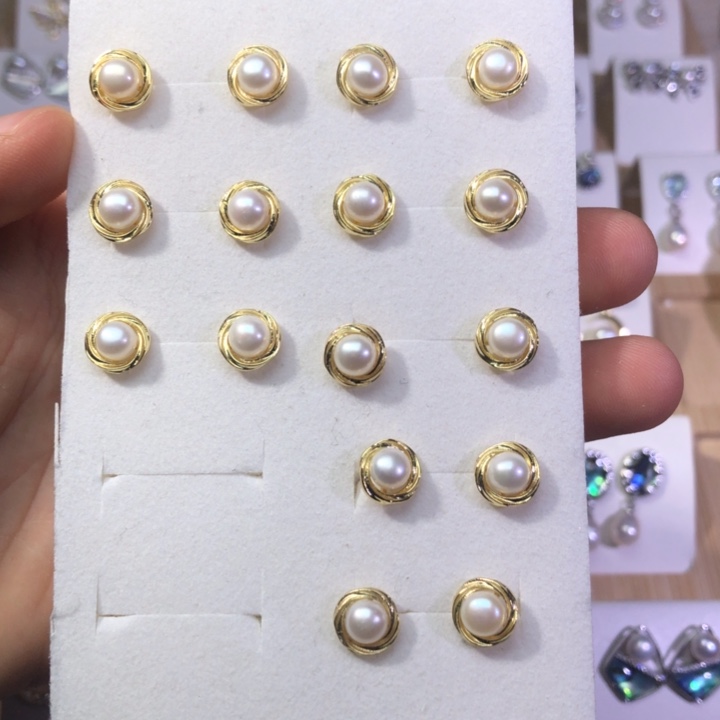 淡水珍珠耳饰银S925镶嵌