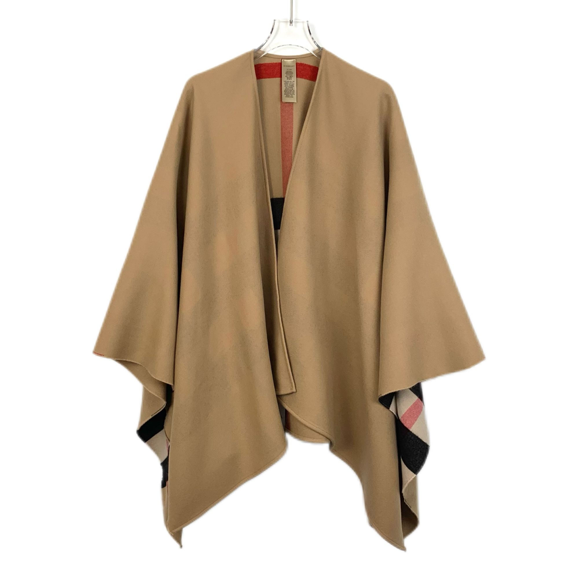 95新 BURBERRY/博柏利 H11688 棕色经典格纹双面斗篷披风 均码