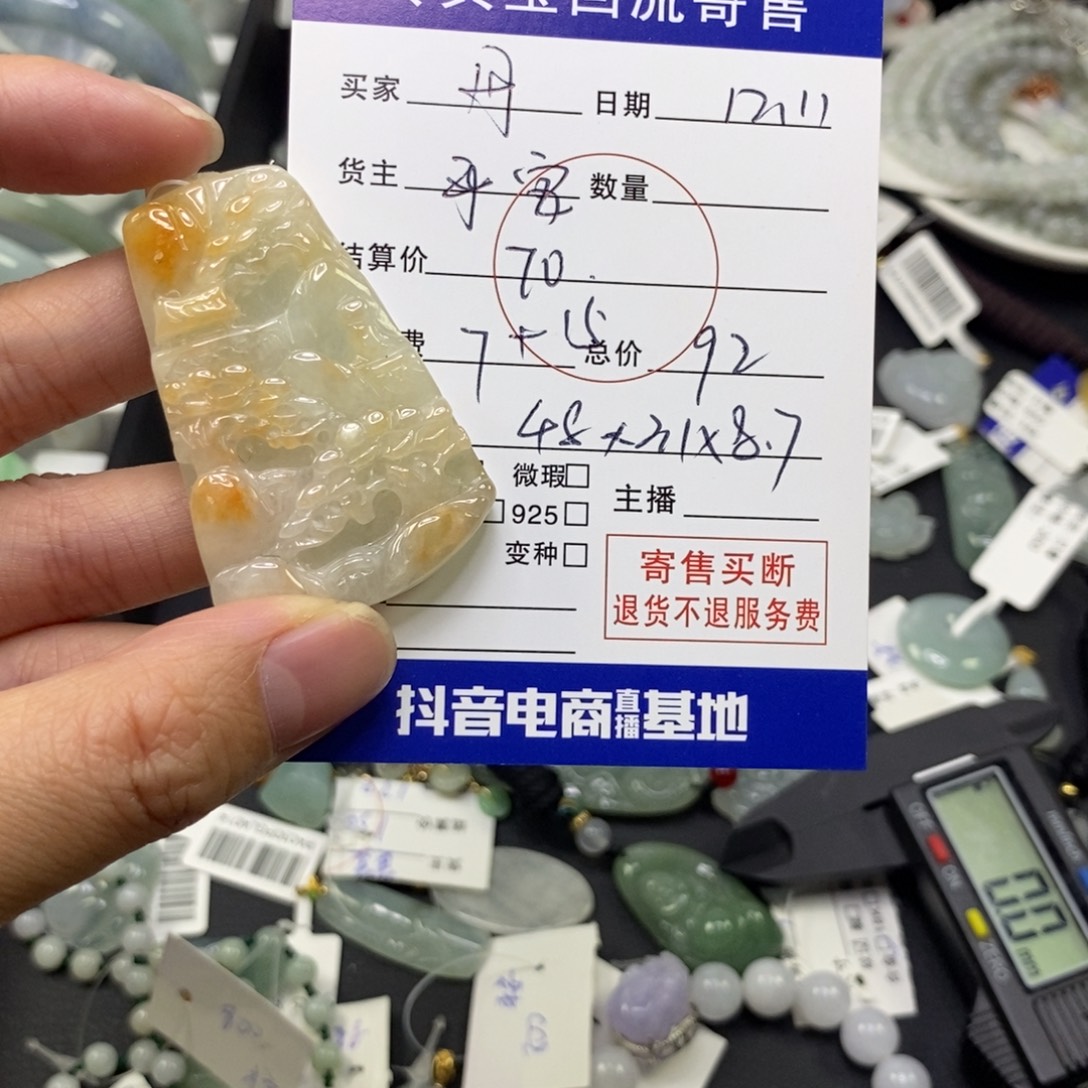 丹***翡翠未镶嵌颈饰挂件