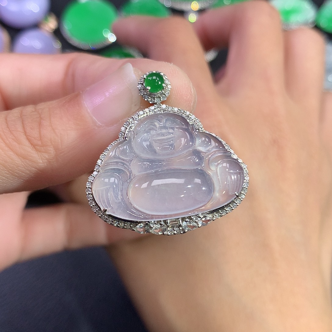 翡翠吊坠(赠链)18K金镶嵌