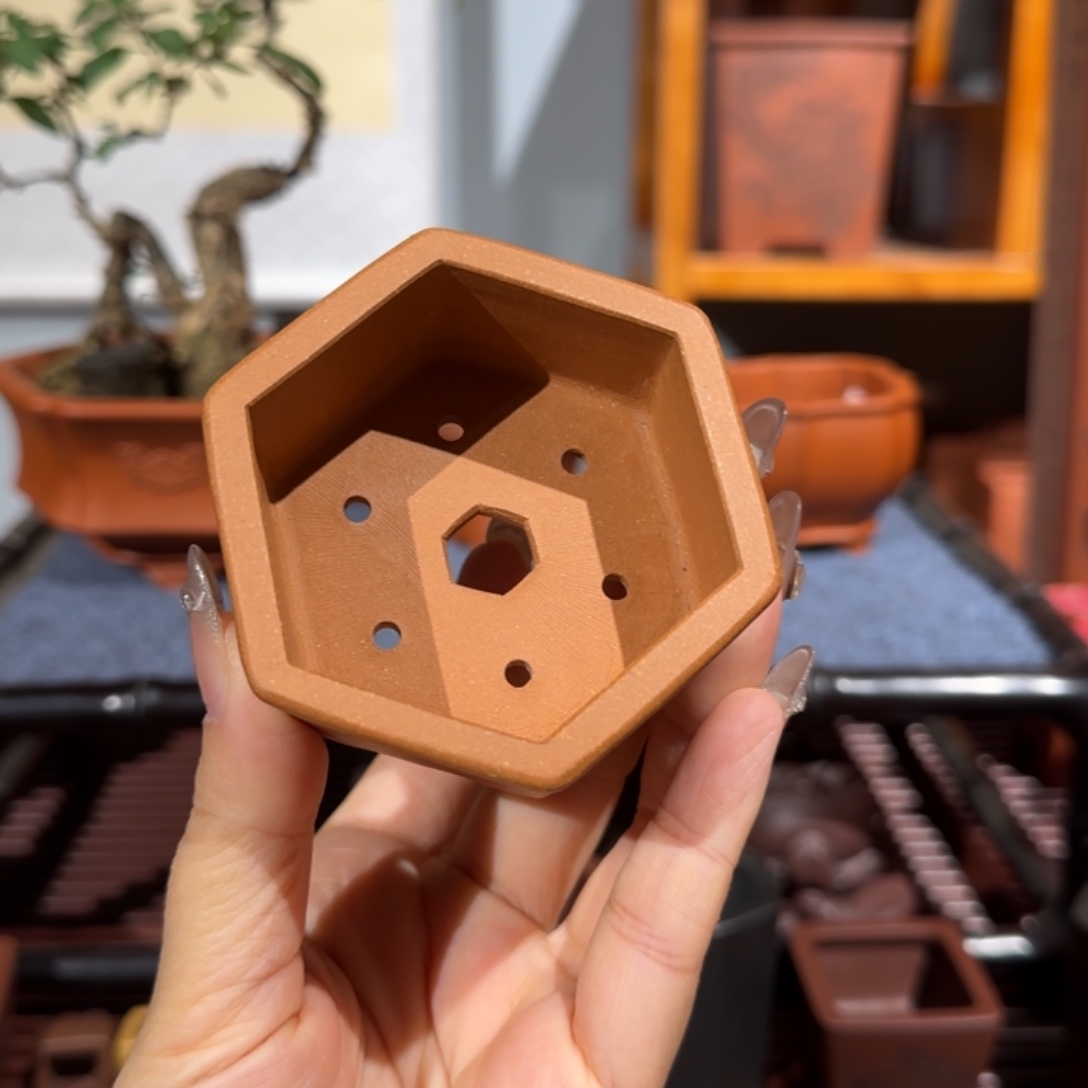 紫砂花盆口径6.5深度2.5