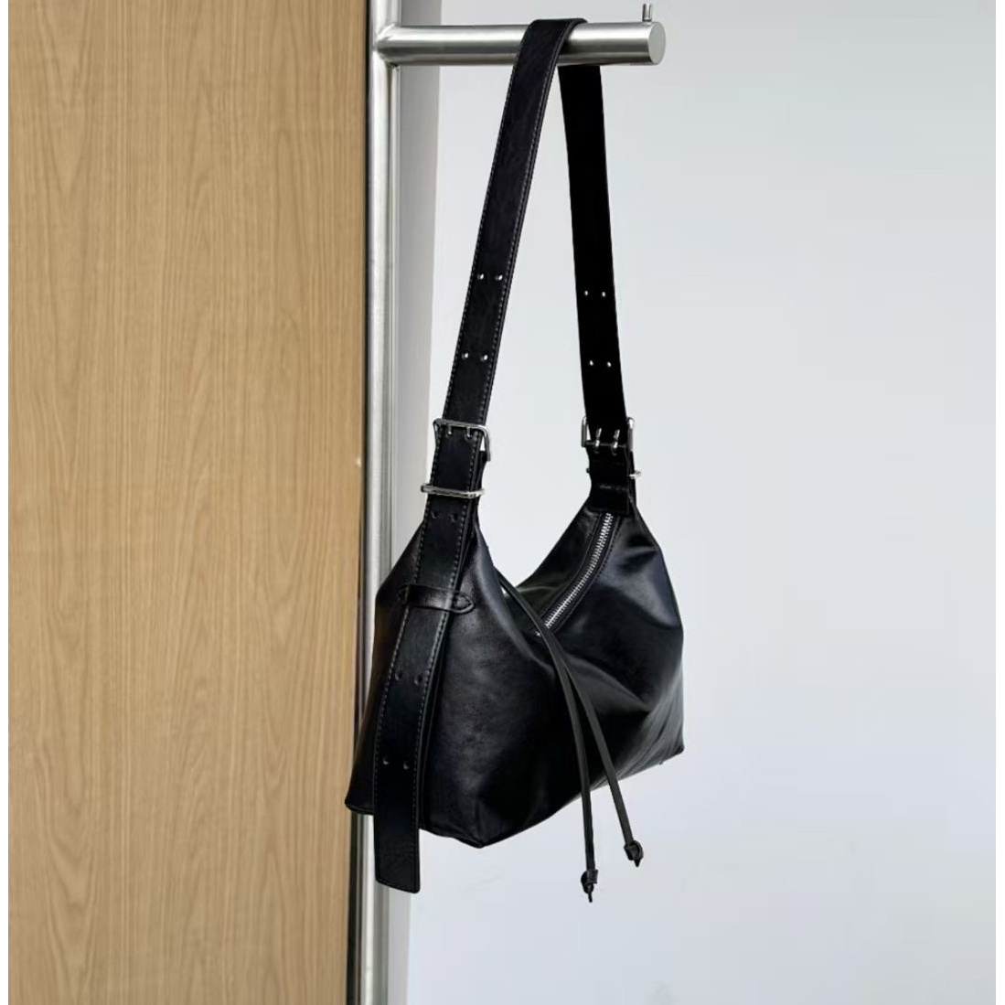 头层植鞣牛皮双耳hobo休闲百搭腋下包简约通勤单肩斜挎托特包女66