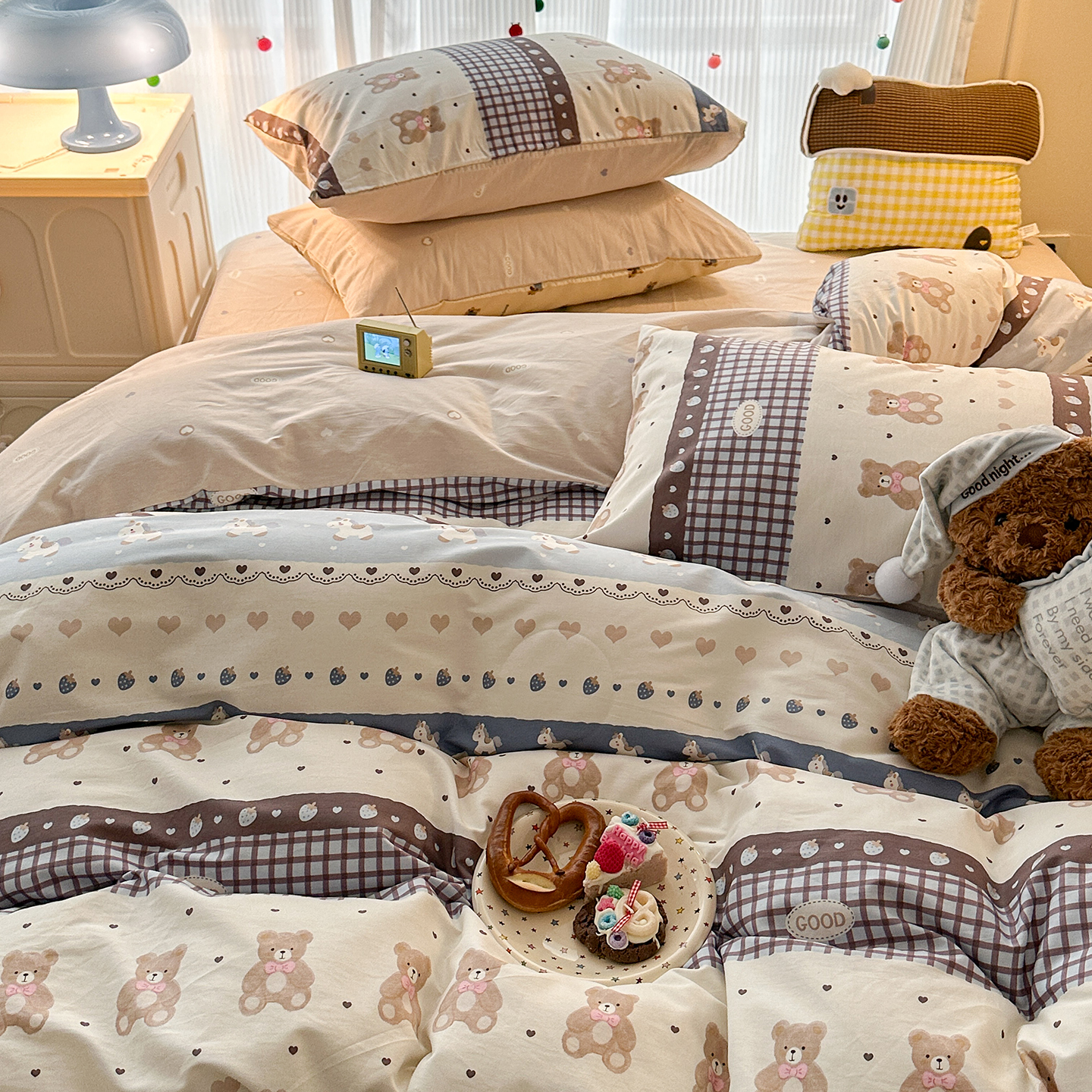 本季-ins小清新100%全棉床品四套纯棉柔软亲肤印花宿舍床单三件套