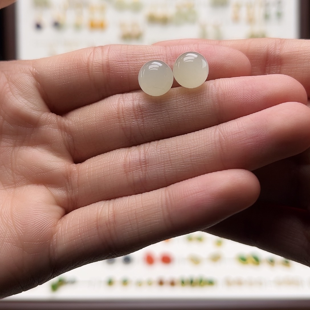 银S925镶嵌和田玉耳饰