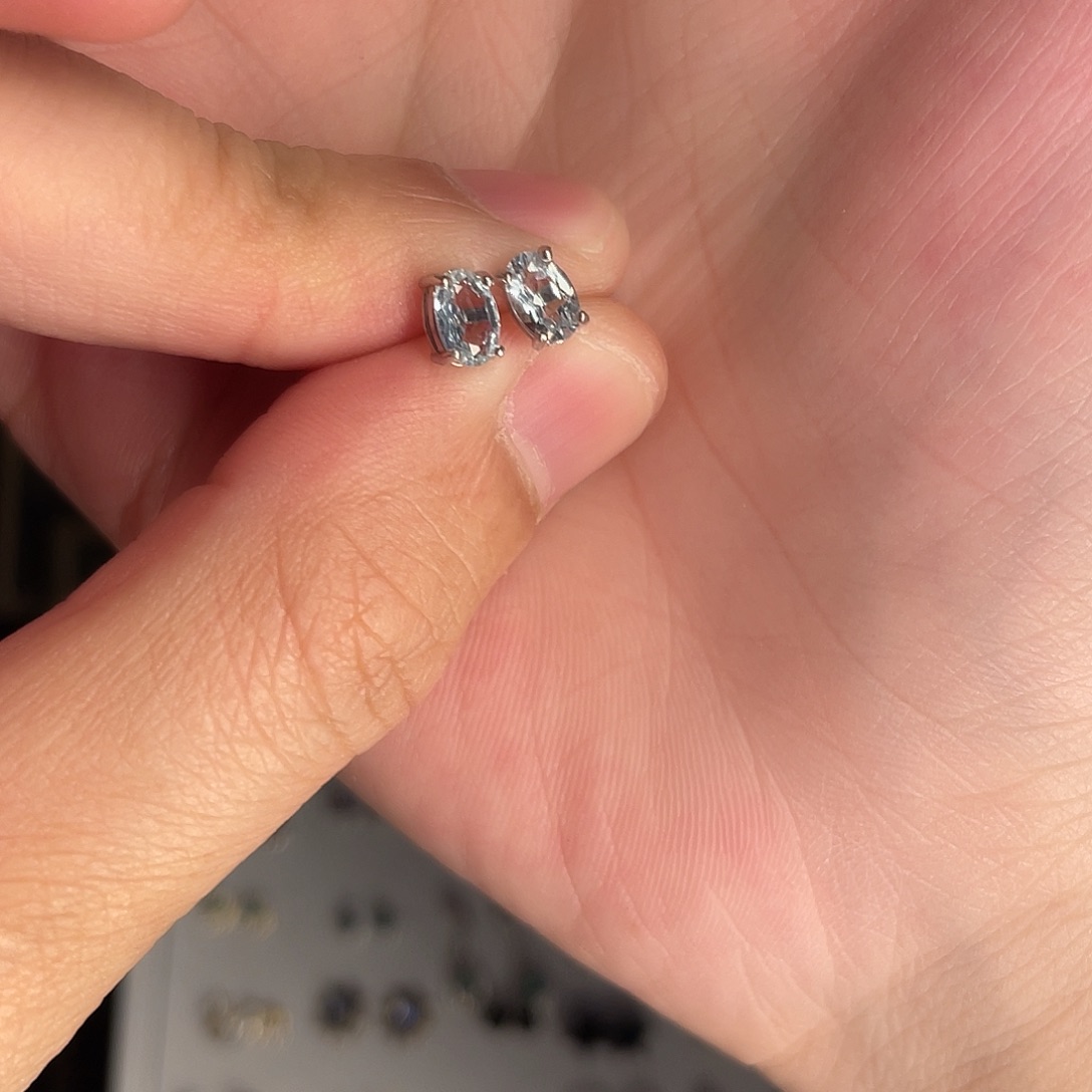 海蓝宝石耳坠银S925镶嵌王***?拍两份