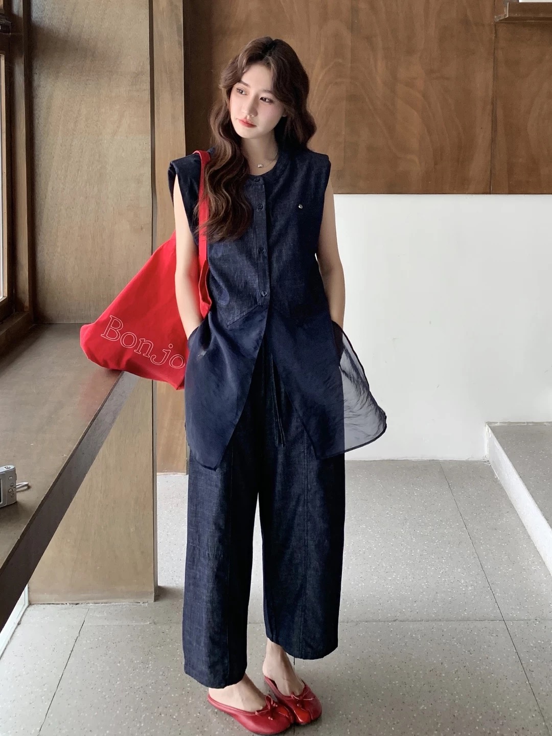 夏季牛仔短袖百搭老钱风休闲风时尚套装713