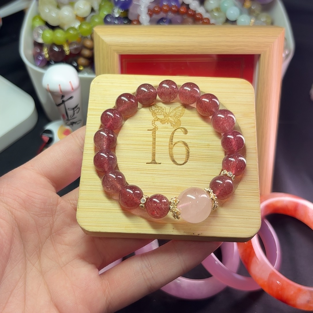 未镶嵌水晶手镯卡15草莓晶设计款