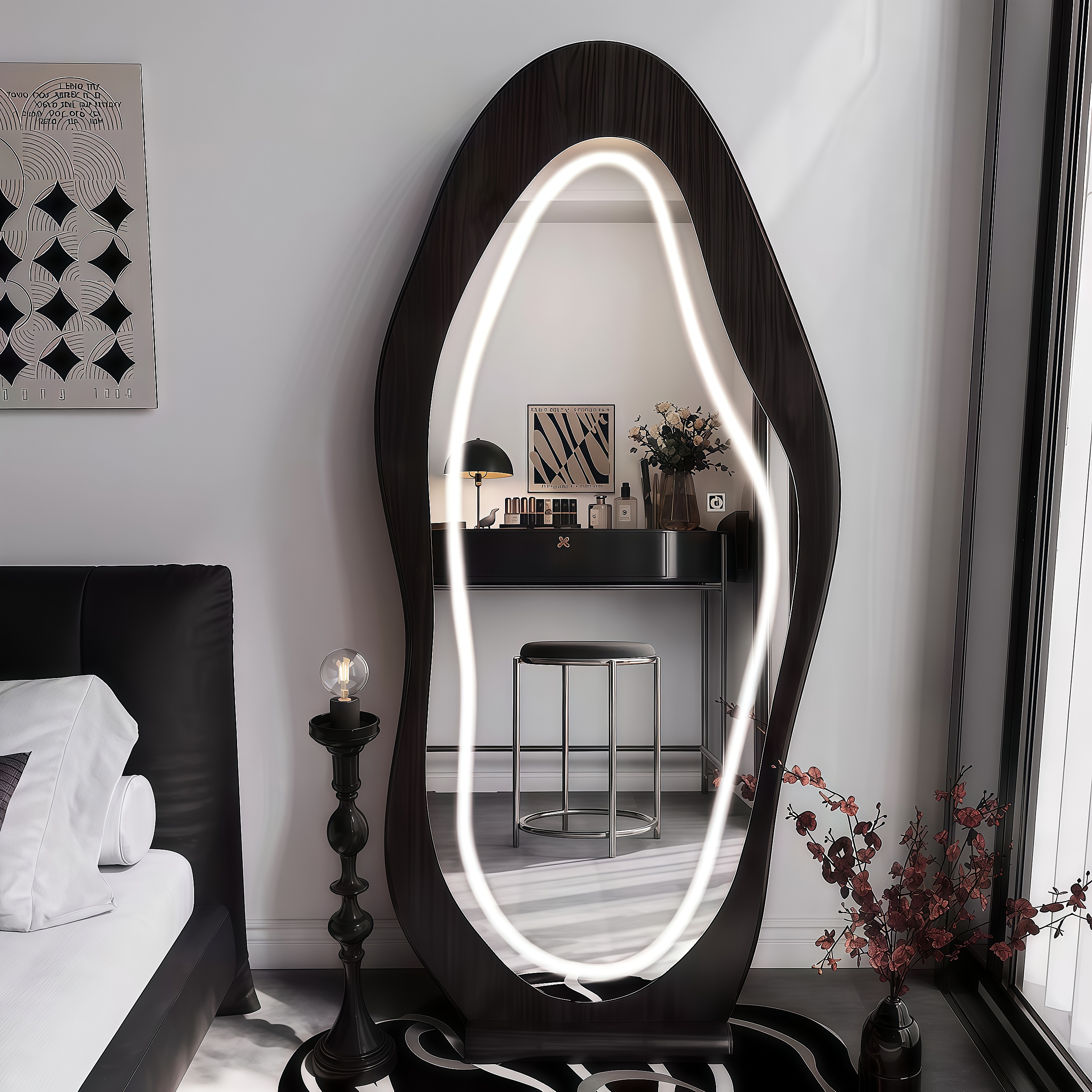 中古芒果服装店试衣镜网红异形挂墙镜卧室家用落地镜壁挂试衣镜子