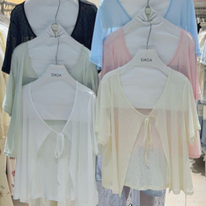 防晒宽松系带薄款V领短外套20795