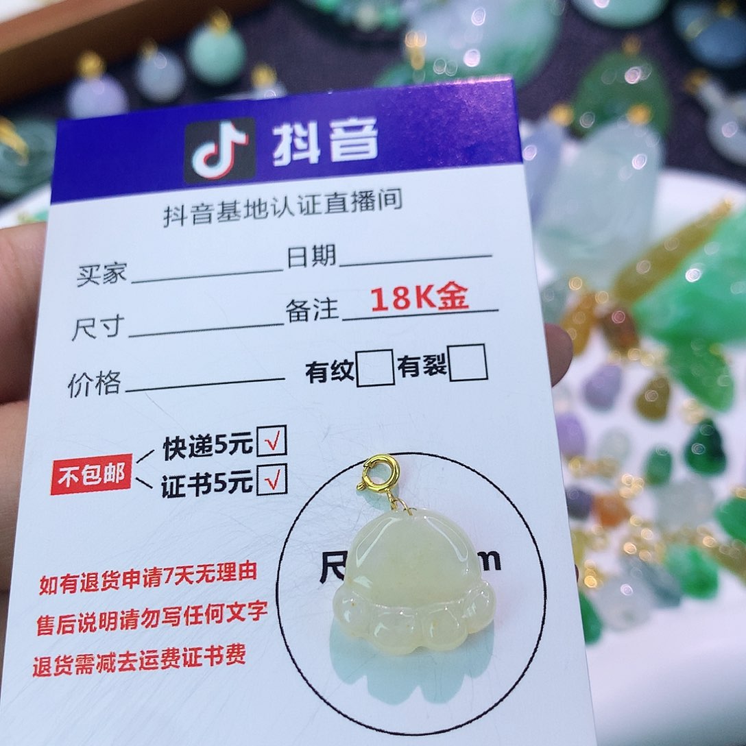 吊坠(不含链)18K金镶嵌翡翠