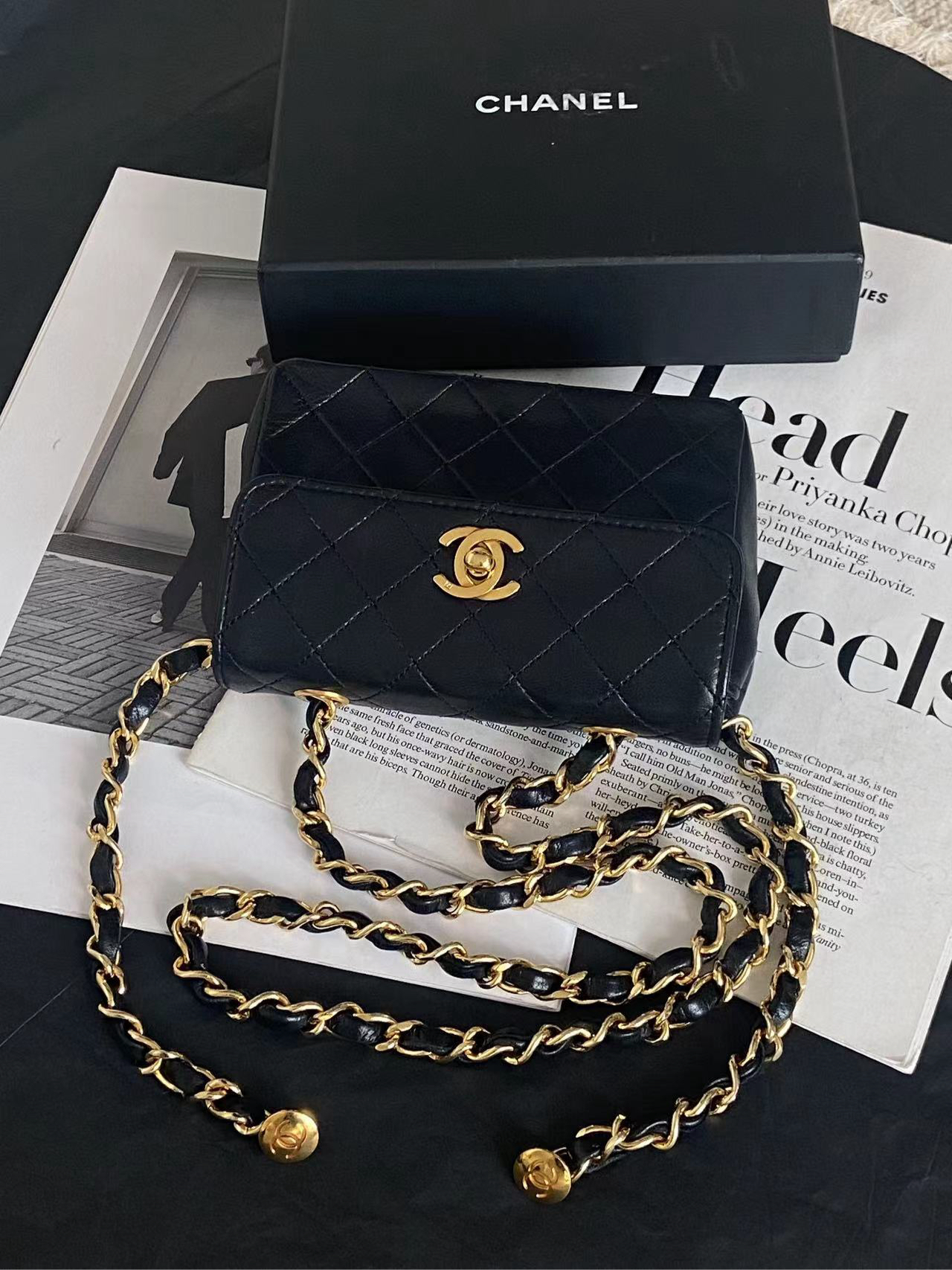 95新 Chanel/香奈儿 7840 Chanel 中古黑金 mini cf 小金豆