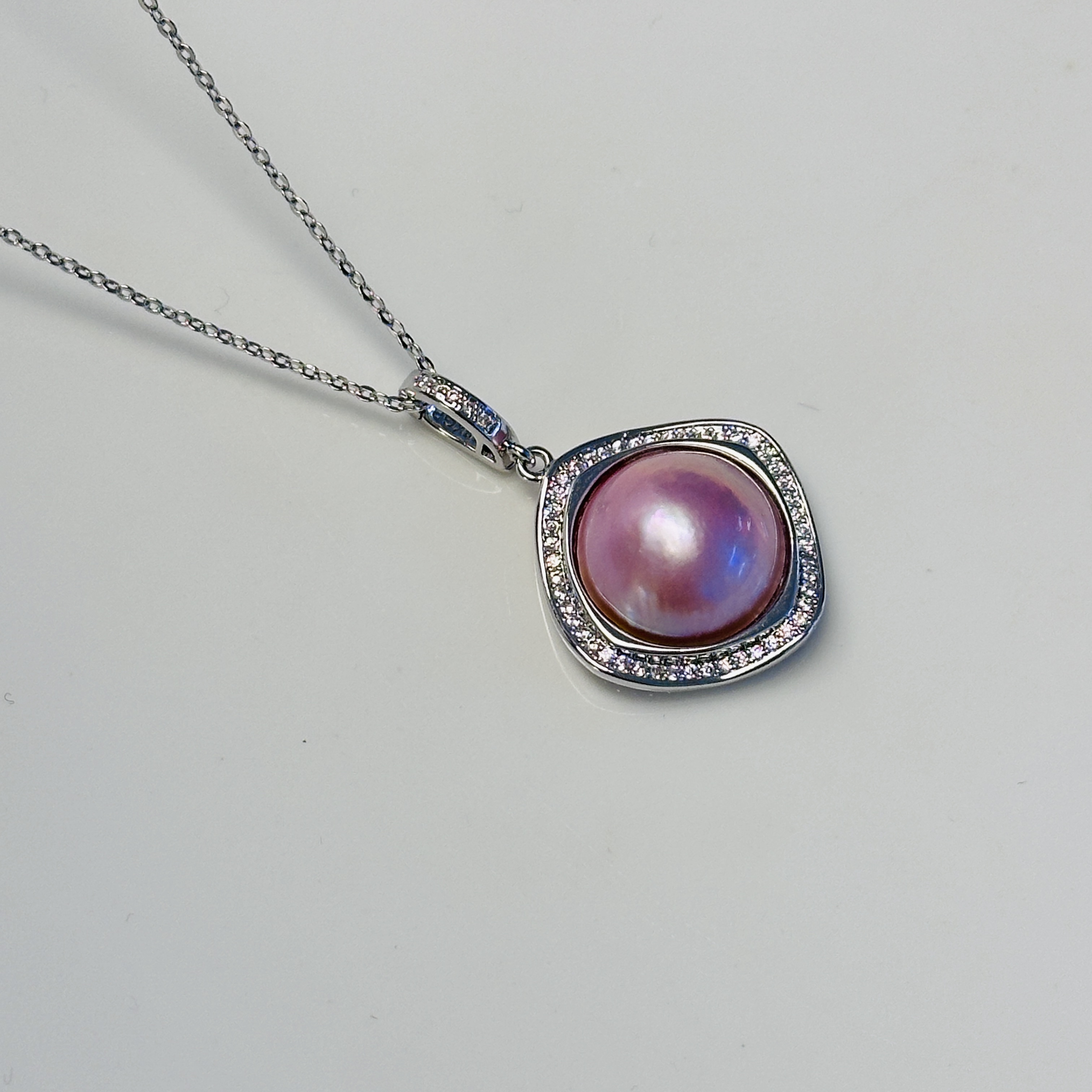 娜点珠宝 粉色 马贝14-15mm珍珠吊坠 拼合马贝珍珠