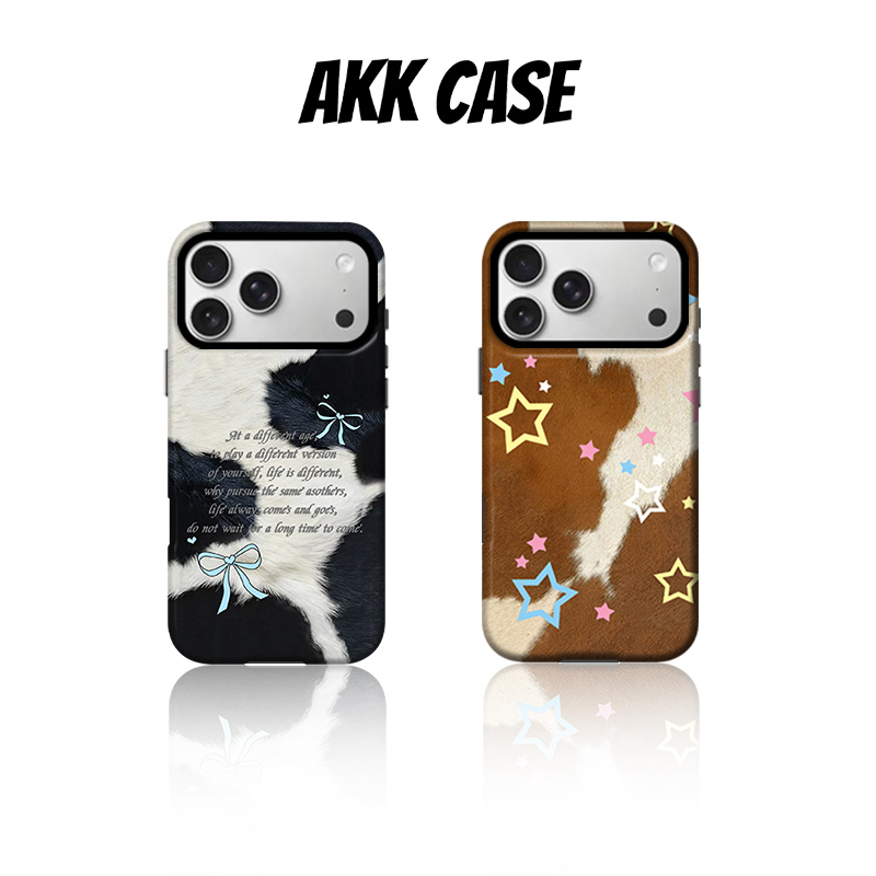 AKK丝带奶牛韩国进口菲林二合一防摔手机壳适用苹果16PM15PM14PM