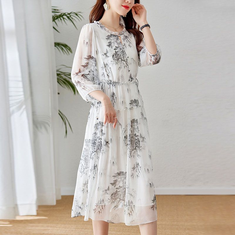 【清货+运费险】水墨画连衣裙复古气质新中式国风时尚裙子Q3311