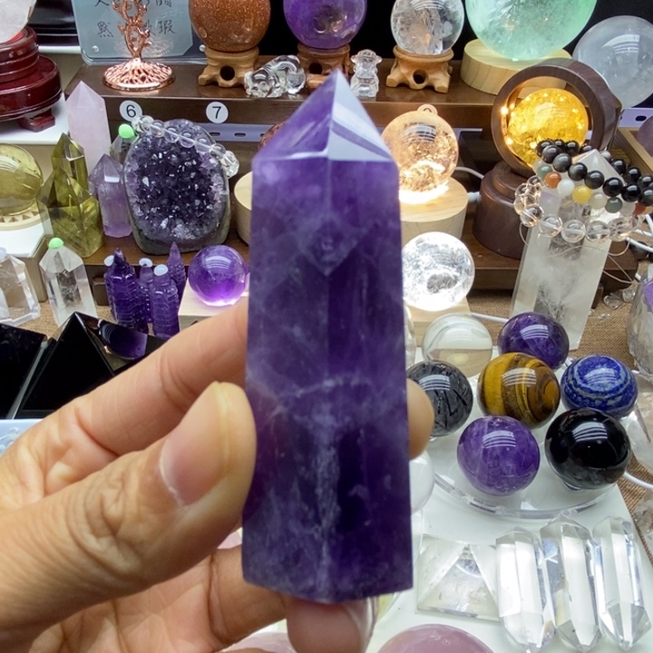 水晶摆件未镶嵌天然紫水晶柱