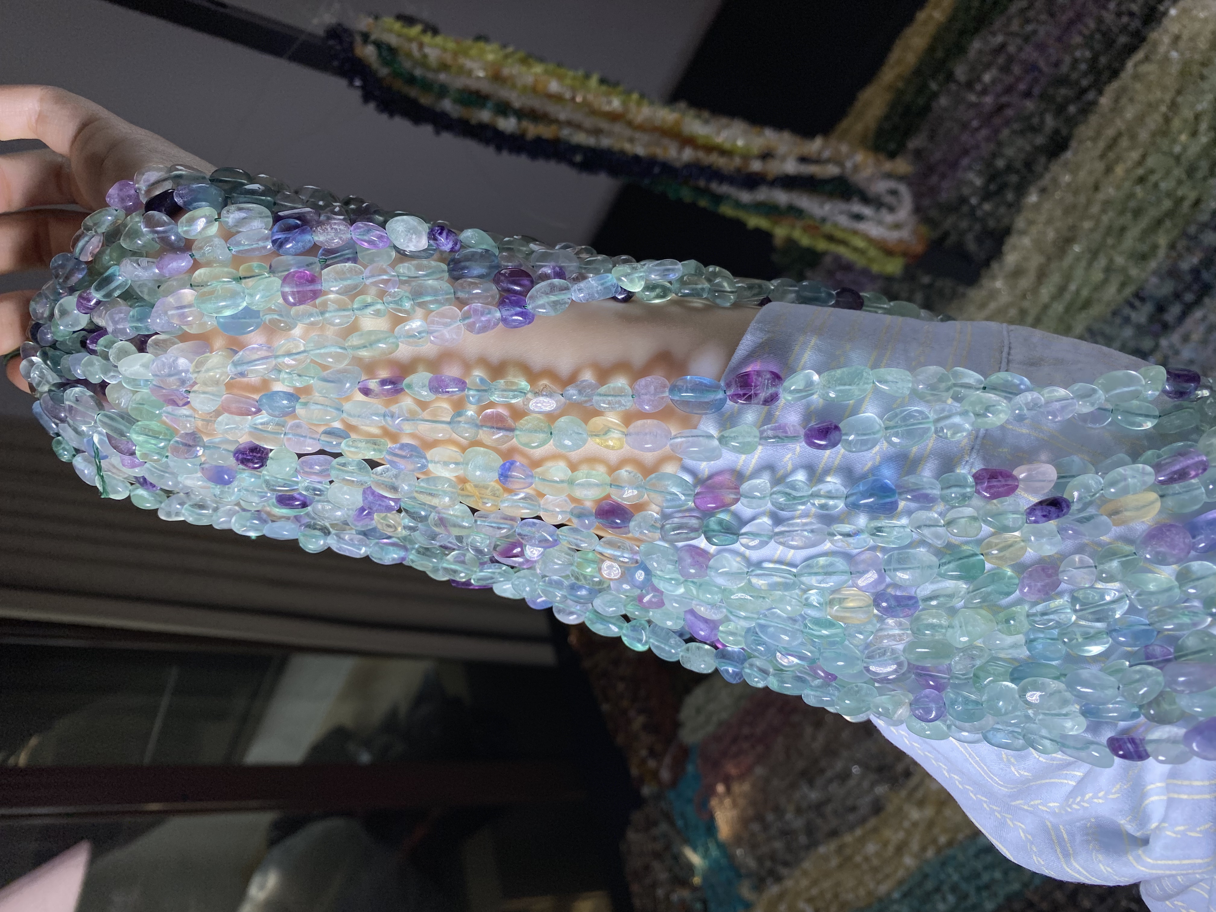 天然随行萤石散珠半成品适合diy串珠作为饰品配件