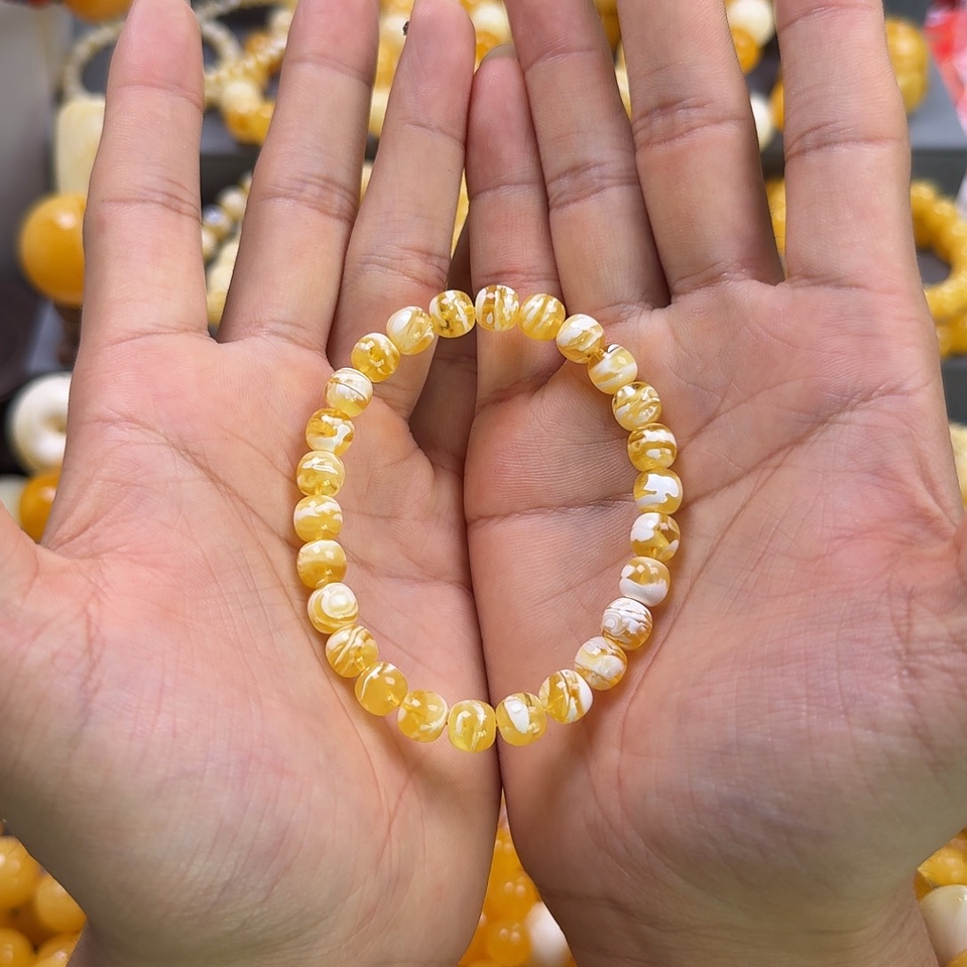 琥珀珠宝奇石未镶嵌8mm