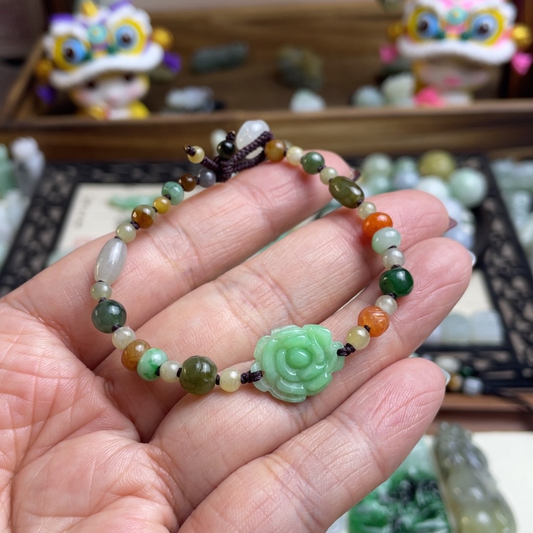 翡翠手链未镶嵌茉***离设计款手链