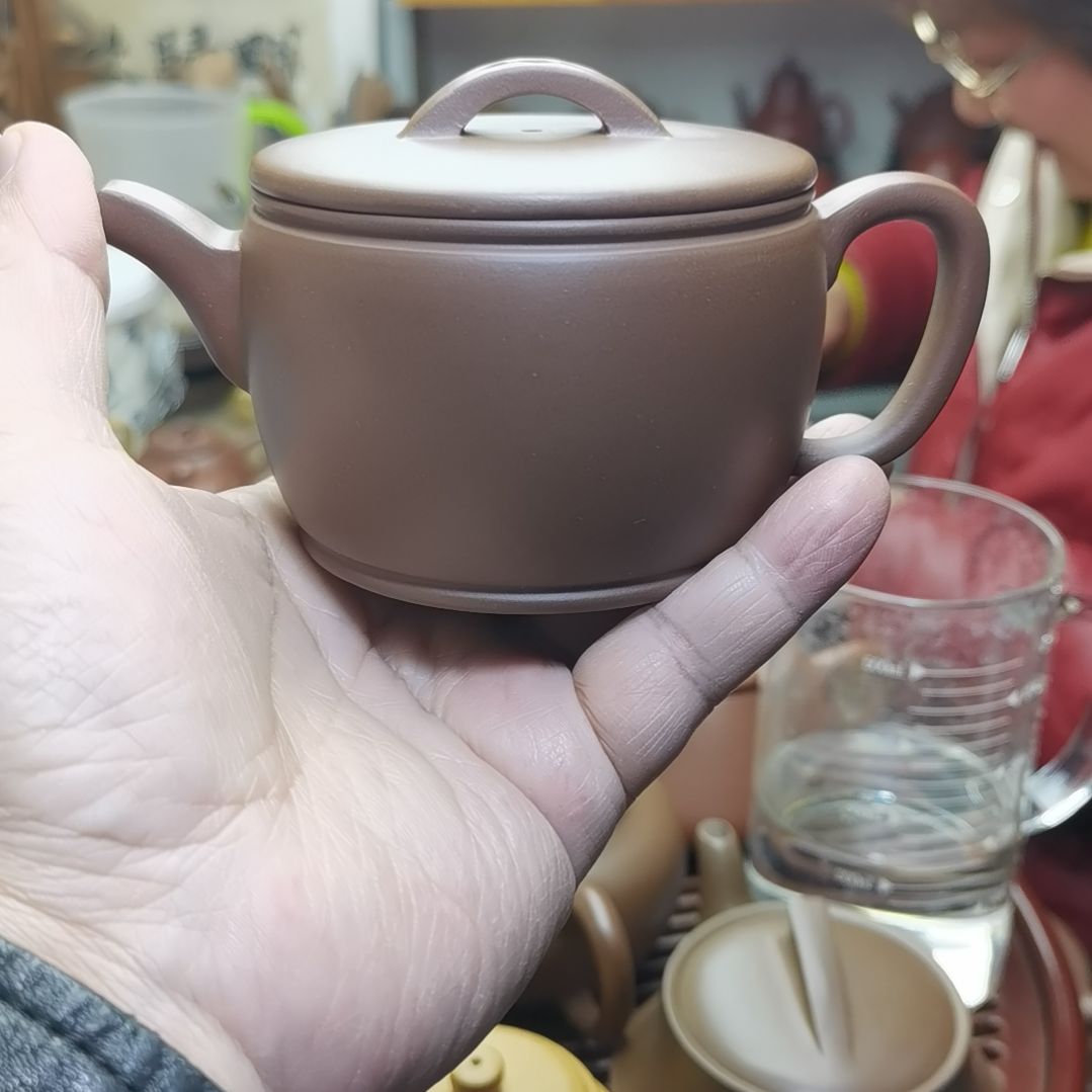 茶壶紫砂文革时期老紫泥汉瓦壶230cc容量
