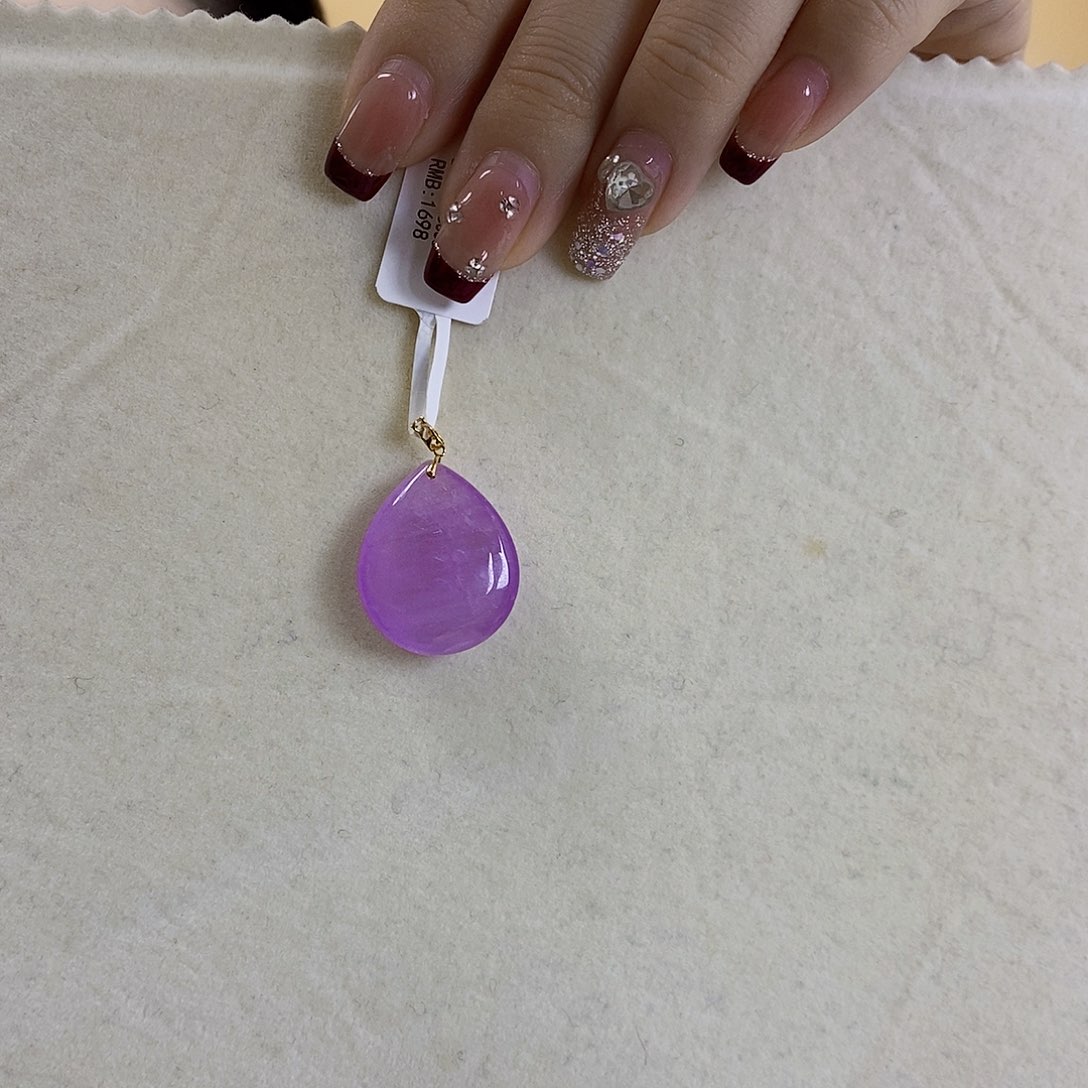 锂辉石18K紫锂辉高冰收藏级吊坠18K金镶嵌