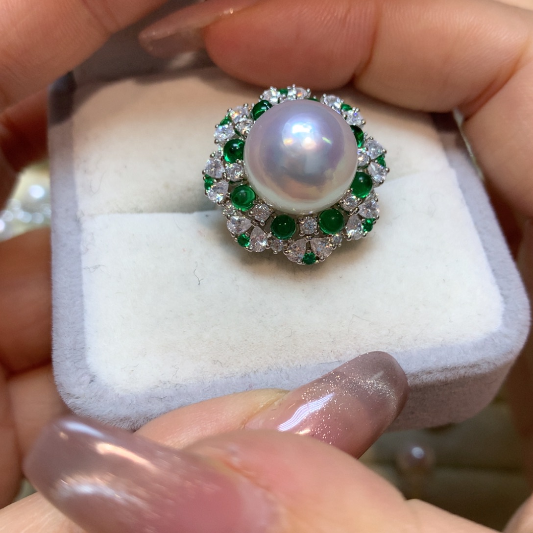 海水珍珠戒指银S925镶嵌