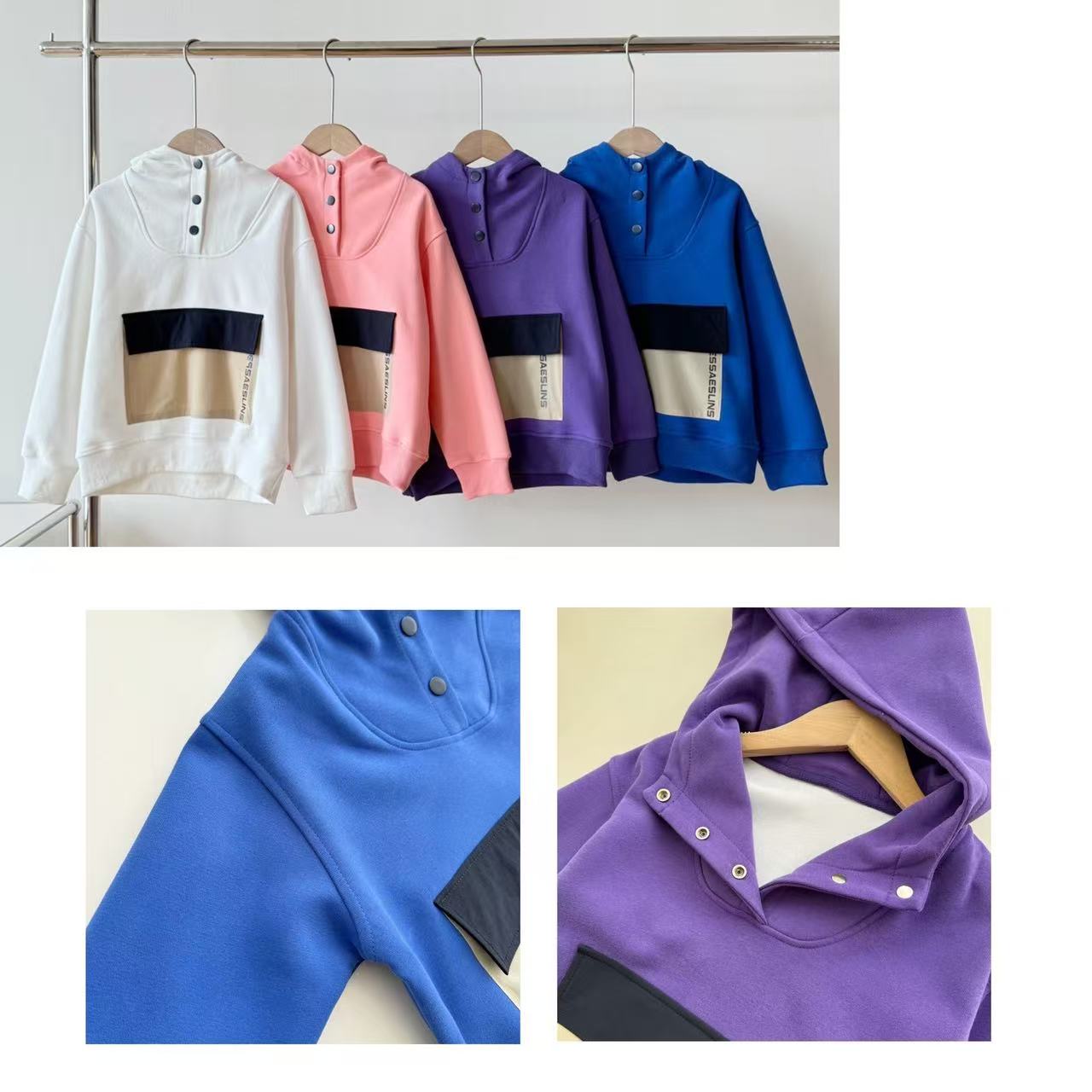 【摁扣卫衣】中大童摁扣连帽卫衣春秋款儿童连帽舒适百搭套头卫衣