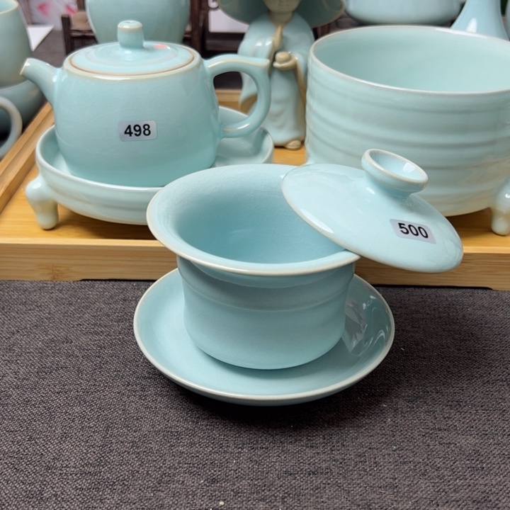 杯一***锅天青色竹节微瑕