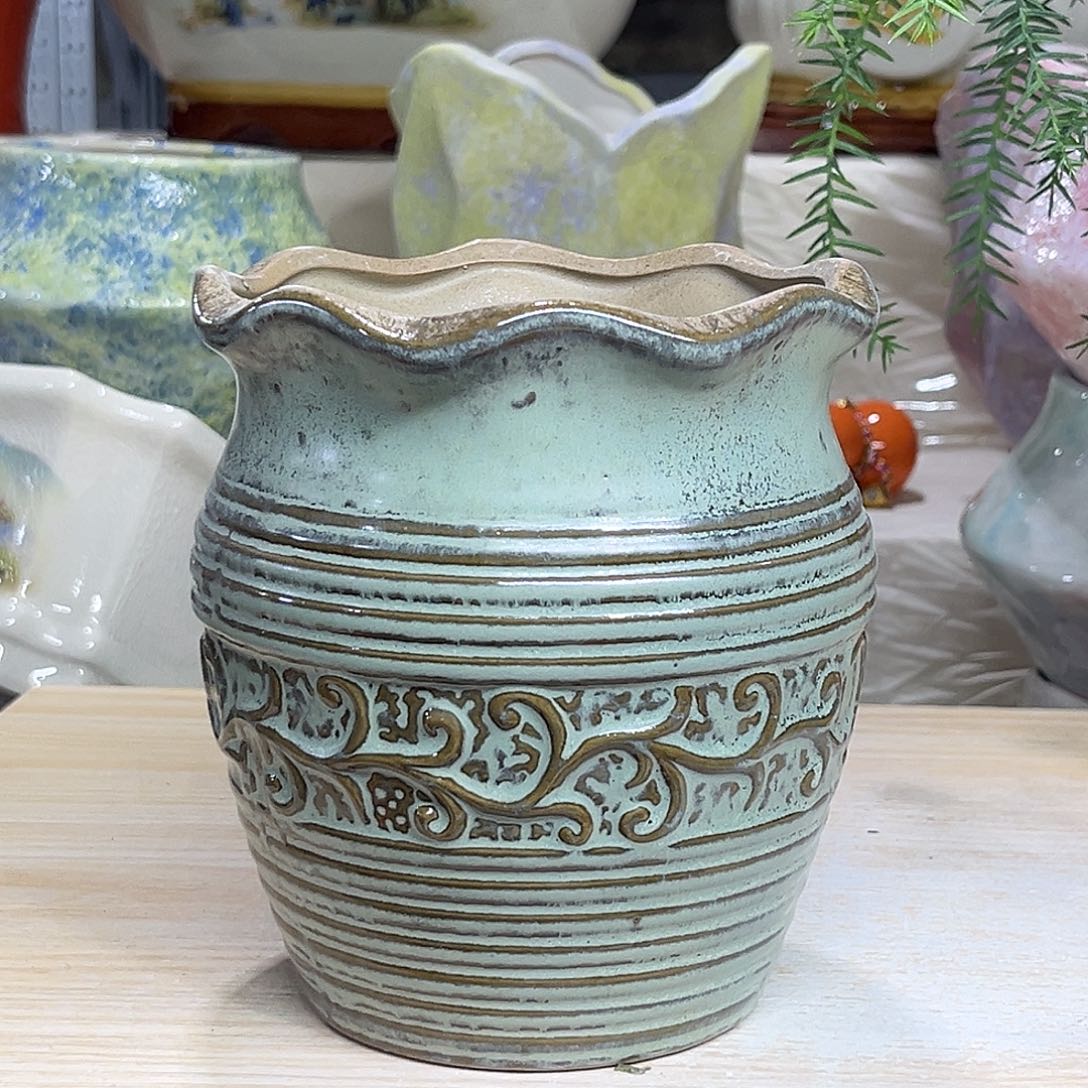 陶瓷绿植多肉微瑕花盆外口径：12*14