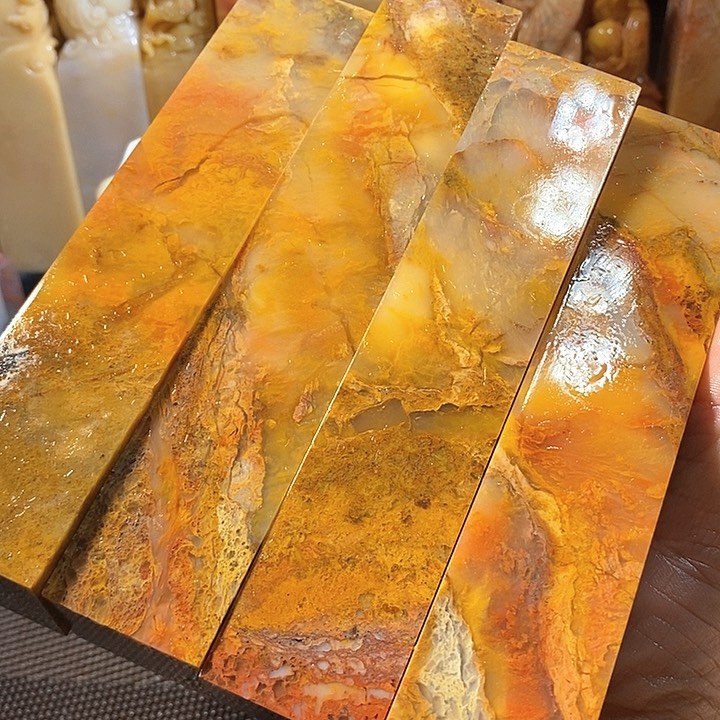 巴林石印石三**线巴林石雕刻艺术品