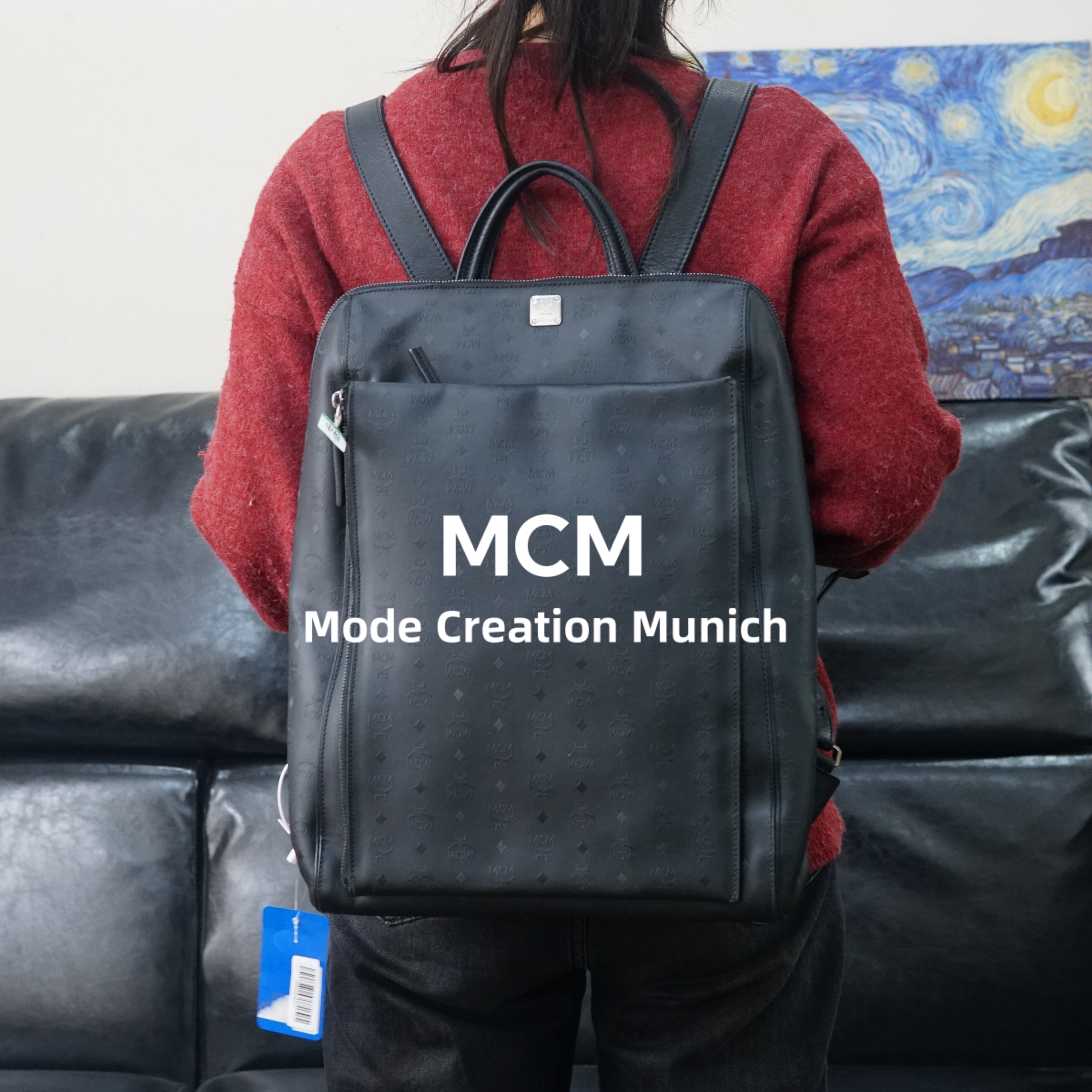95新 MCM 黑色双肩包/ZH01624017/4017