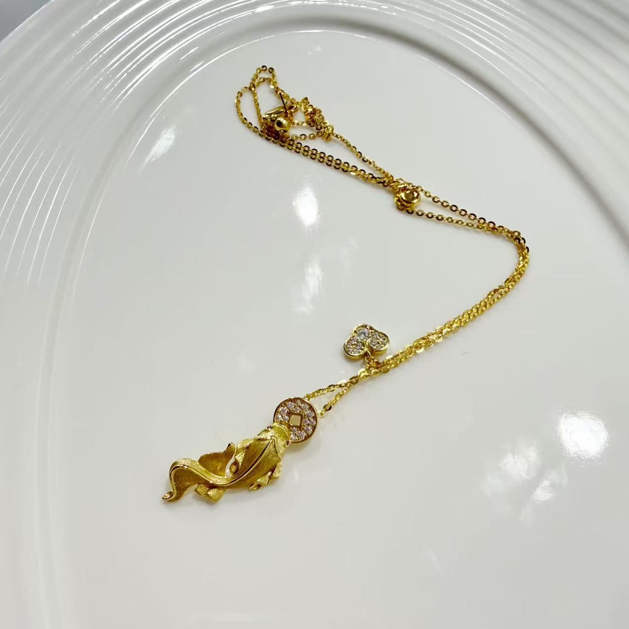 链子925银 链子925银 【45cm】摩瑟DP【JSSP金色小锦鲤挂链】HAZC