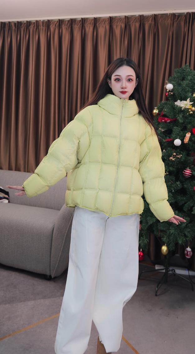 90白鹅绒韩版羽绒服女连帽云朵泡芙宽松短款8825-2