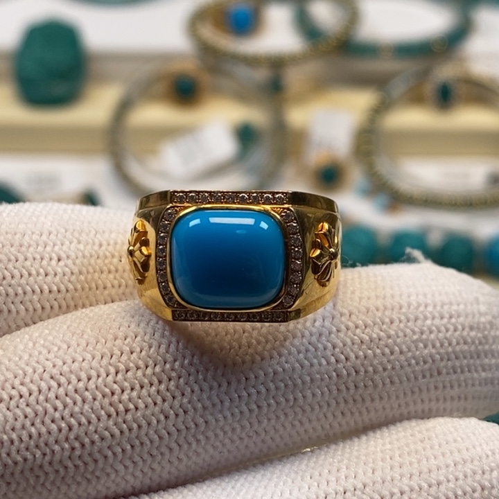 绿松石珠宝奇石18K金镶嵌Ａ１４２